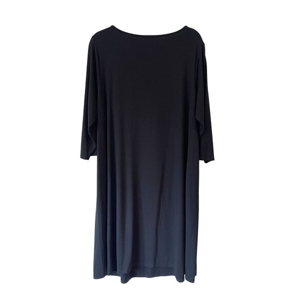 J. Jill Wearever Black 3/4 Sleeve A-Line Shift Dress Size 1X Stretch LBD - Picture 9 of 9